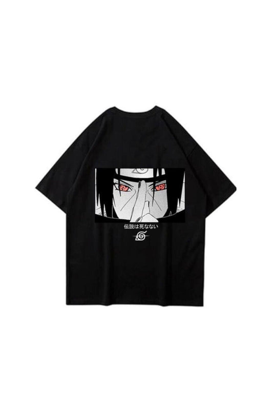 Unisex Siyah Naruto Uchiha T-Shirt