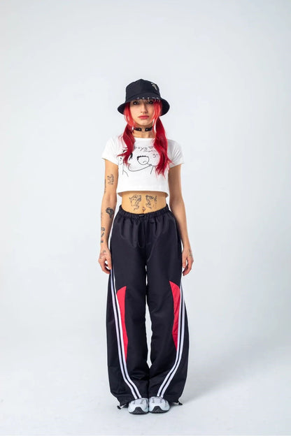 Baggy Harajuku Y2k Line Detail Bol Paça Unisex Paraşüt Eşofman Altı