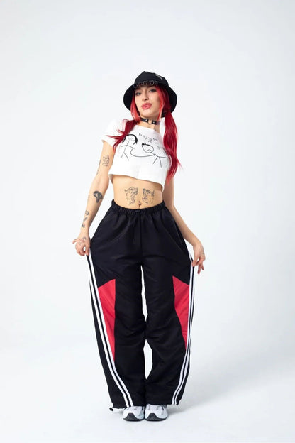 Baggy Harajuku Y2k Line Detail Bol Paça Unisex Paraşüt Eşofman Altı