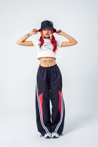 Baggy Harajuku Y2k Line Detail Bol Paça Unisex Paraşüt Eşofman Altı