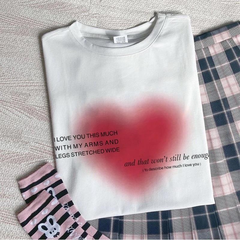 ESC BUTİK Aesthetic Heart Baskılı Beyaz Unisex Oversize T-shirt