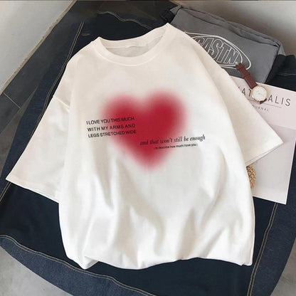 ESC BUTİK Aesthetic Heart Baskılı Beyaz Unisex Oversize T-shirt