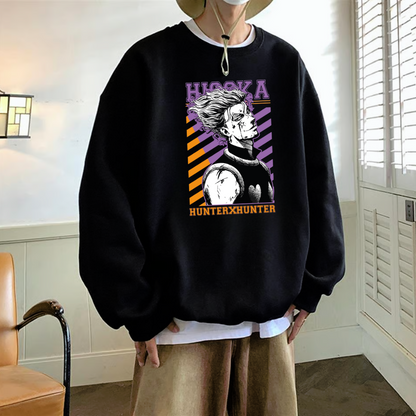 ESC BUTİK Anime Hunter X Hunter Hisoka Baskılı Siyah Unisex Oversize Bisiklet Yaka Sweatshirt