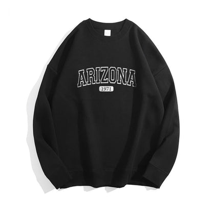 ESC BUTİK Arizona Baskılı Siyah Unisex Oversize Bisiklet Yaka Sweatshirt