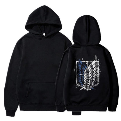 ESC BUTİK Attack On Titan New Logo Sırt Baskılı Siyah Unisex Oversize Kapüşonlu Sweatshirt