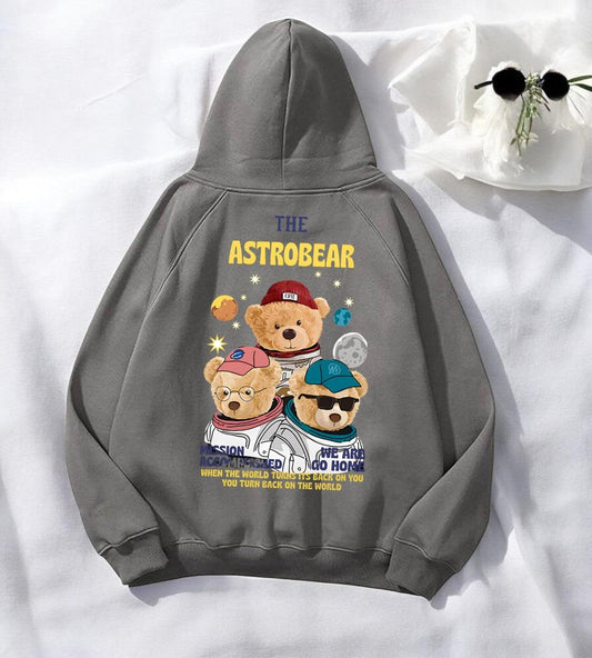 ESC BUTİK Bear Antrasit Baskılı Kapşonlu Sweatshirt