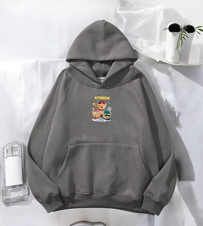 ESC BUTİK Bear Antrasit Baskılı Kapşonlu Sweatshirt