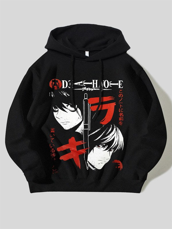 Death Note Baskı Siyah Oversize Unisex Sweatshirt