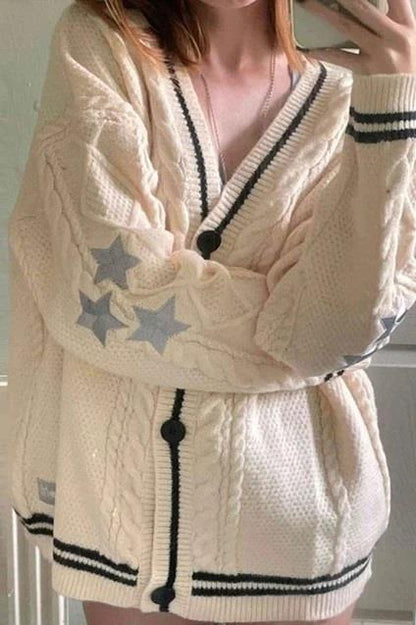 ESC BUTİK Bej Taylor Swift - Cardigan Oversize Hırka