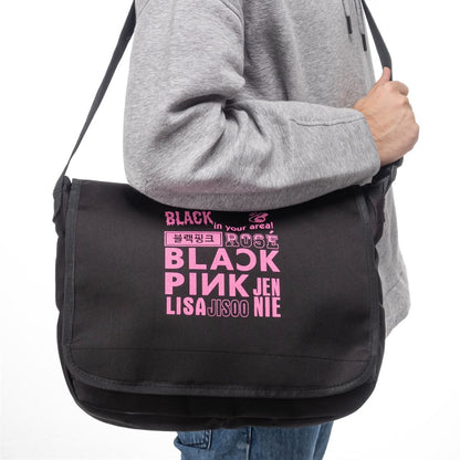 ESC BUTİK Black Pink Baskılı Unisex Postacı Çantası