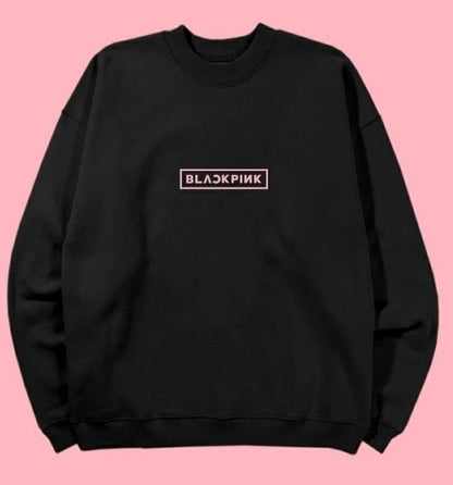 ESC BUTİK Black Pink Oversize Unisex Siyah Bisiklet Yaka Sweatshirt