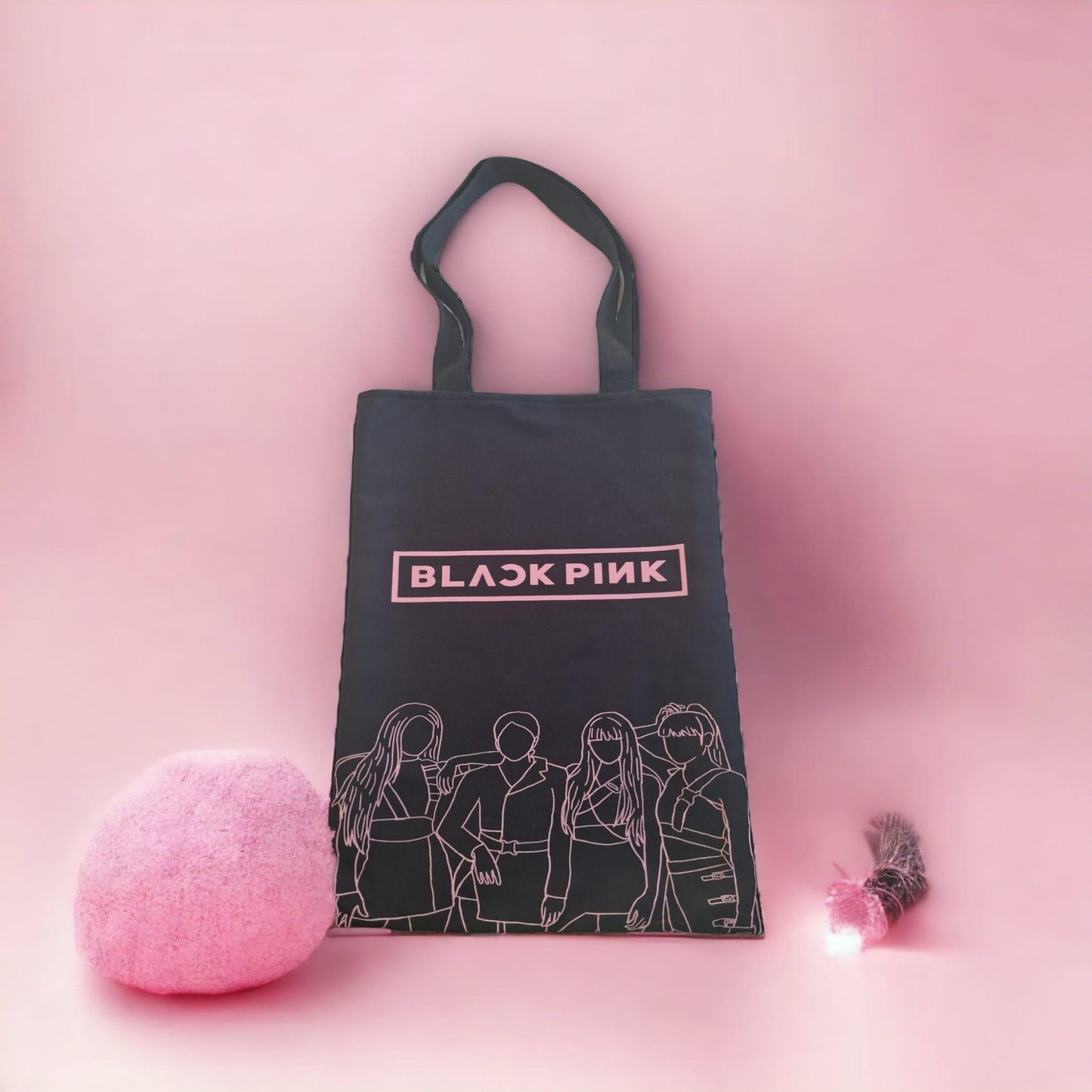 ESC BUTİK Black Pink Siyah Bez Çanta