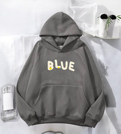 ESC BUTİK Blue Antrasit Baskılı Kapşonlu Sweatshirt