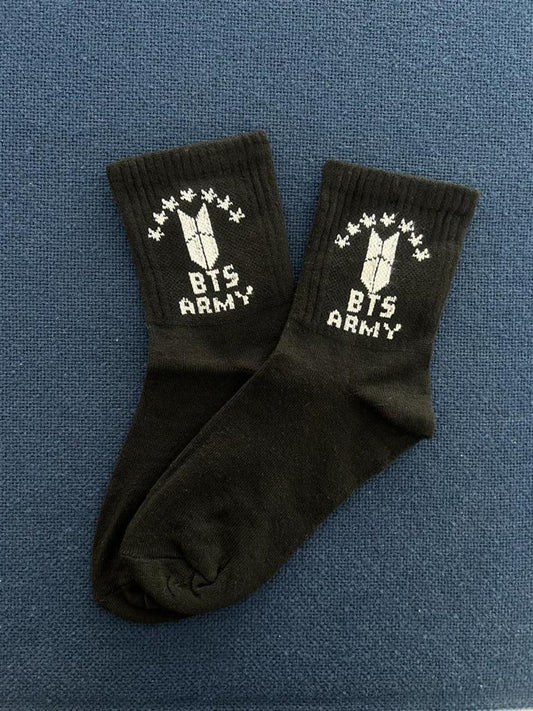 ESC BUTİK BTS Army Unisex Siyah Kolej Çorap