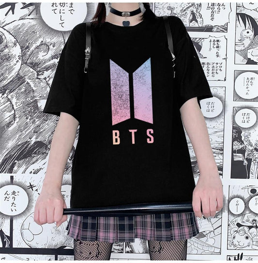 ESC BUTİK BTS Logo Siyah Unisex Oversize T-shirt