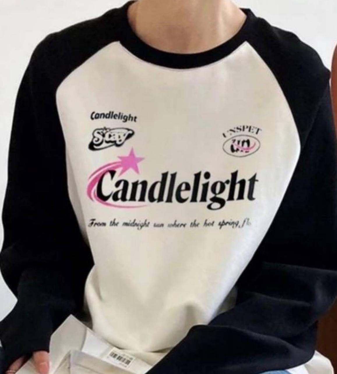 ESC BUTİK Candlelight Reglan Uzun Kollu Beyaz T-Shirt