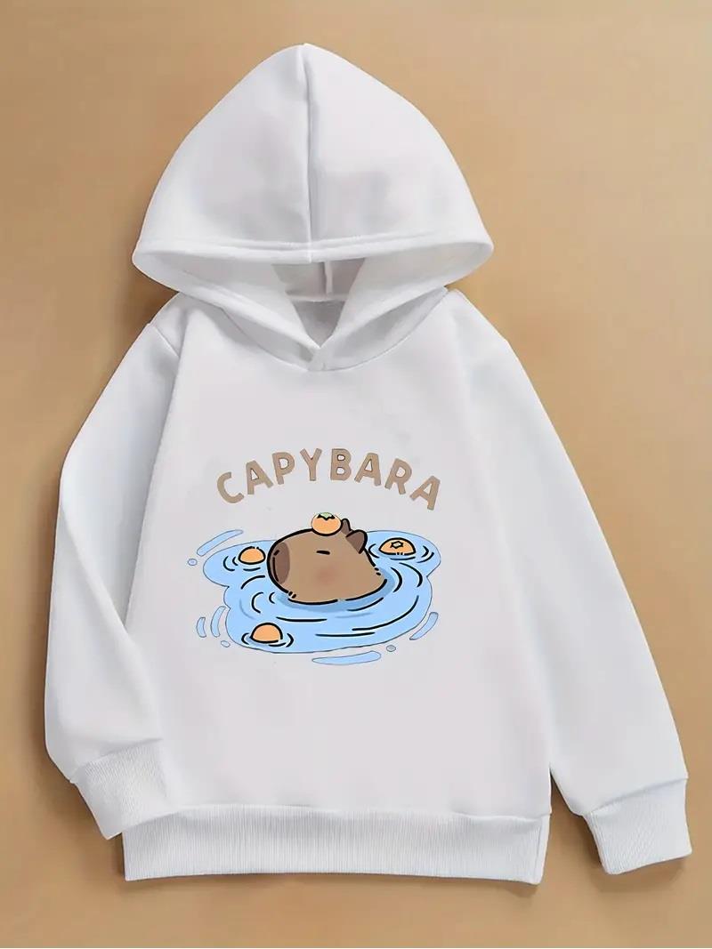 ESC BUTİK Capybara Beyaz Kapşonlu Sweatshirt