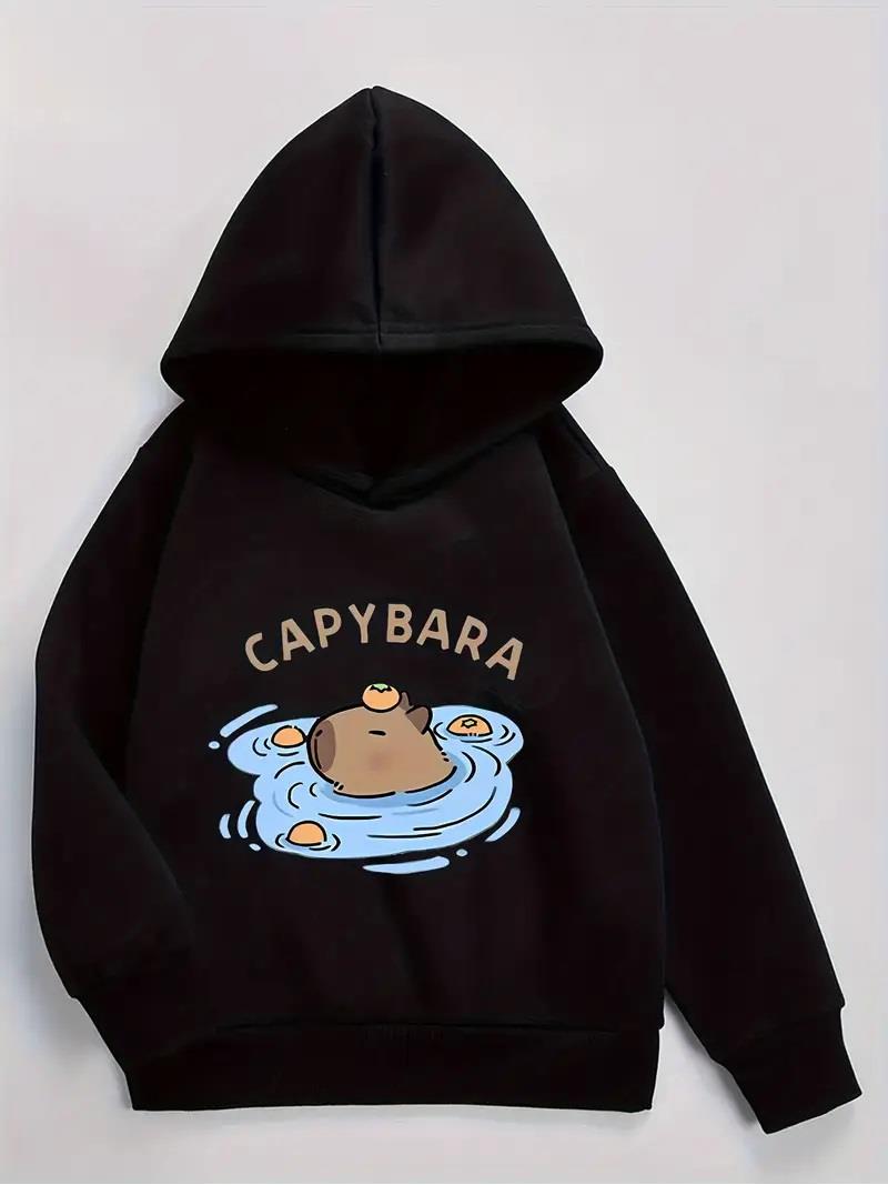 ESC BUTİK Capybara Siyah Kapşonlu Sweatshirt