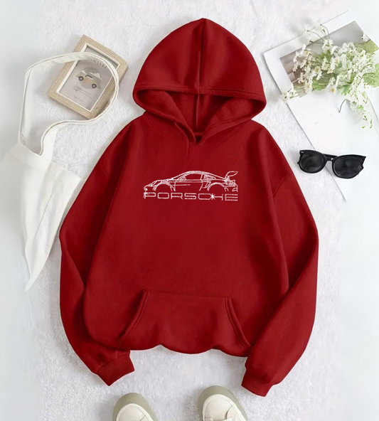 ESC BUTİK Car Detail Taş İşleme Detail Baskılı Kapşonlu Sweatshirt