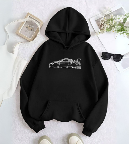 ESC BUTİK Car Detail Taş İşleme Detail Baskılı Kapşonlu Sweatshirt