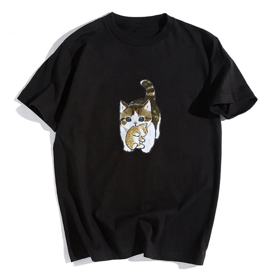 ESC BUTİK Cat & Cub Siyah Unisex Oversize T-shirt