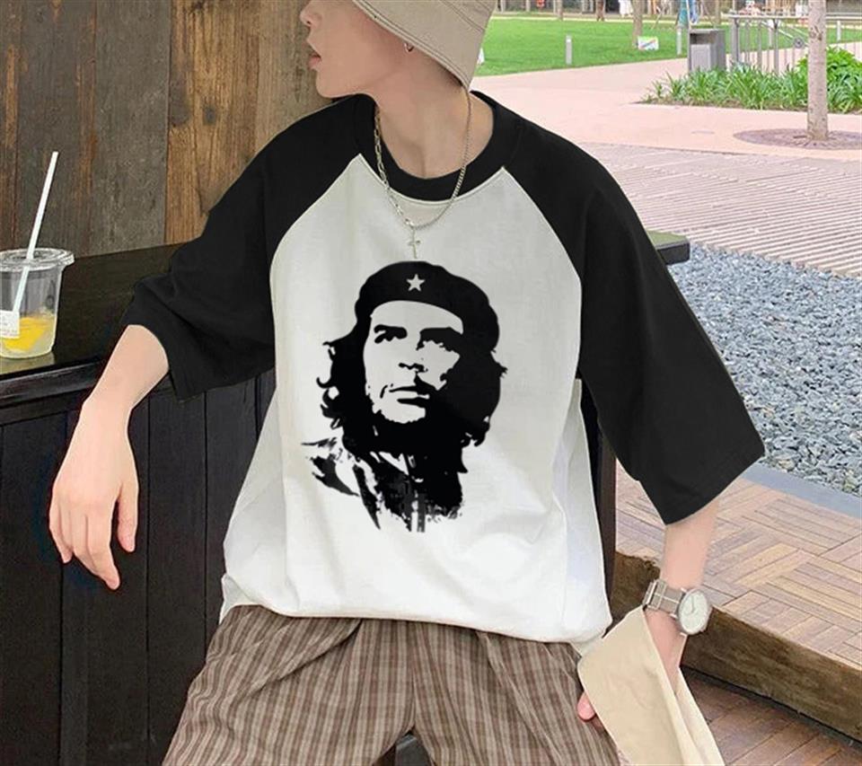 ESC BUTİK Che Guevara Baskılı Reglan Kol Beyaz Unisex Oversize T-shirt