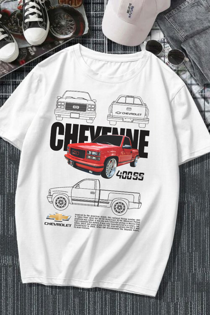 ESC BUTİK Chevrolet Cheyenne Baskılı Beyaz T-shirt