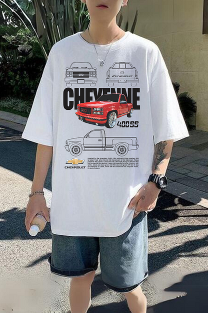 ESC BUTİK Chevrolet Cheyenne Baskılı Beyaz T-shirt