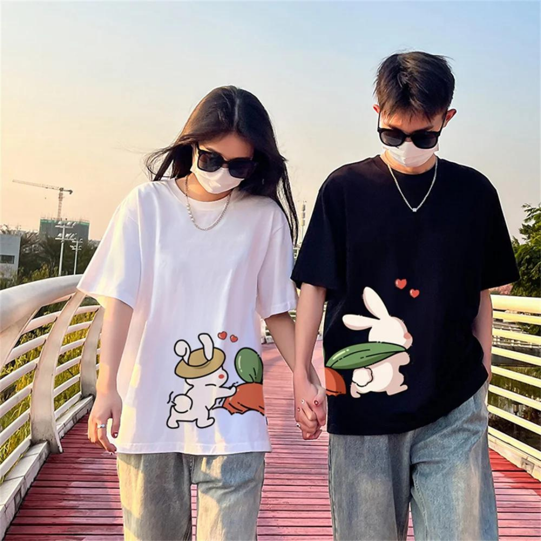 ESC BUTİK Çift Kombini Cute Rabbit Couple T-Shirt