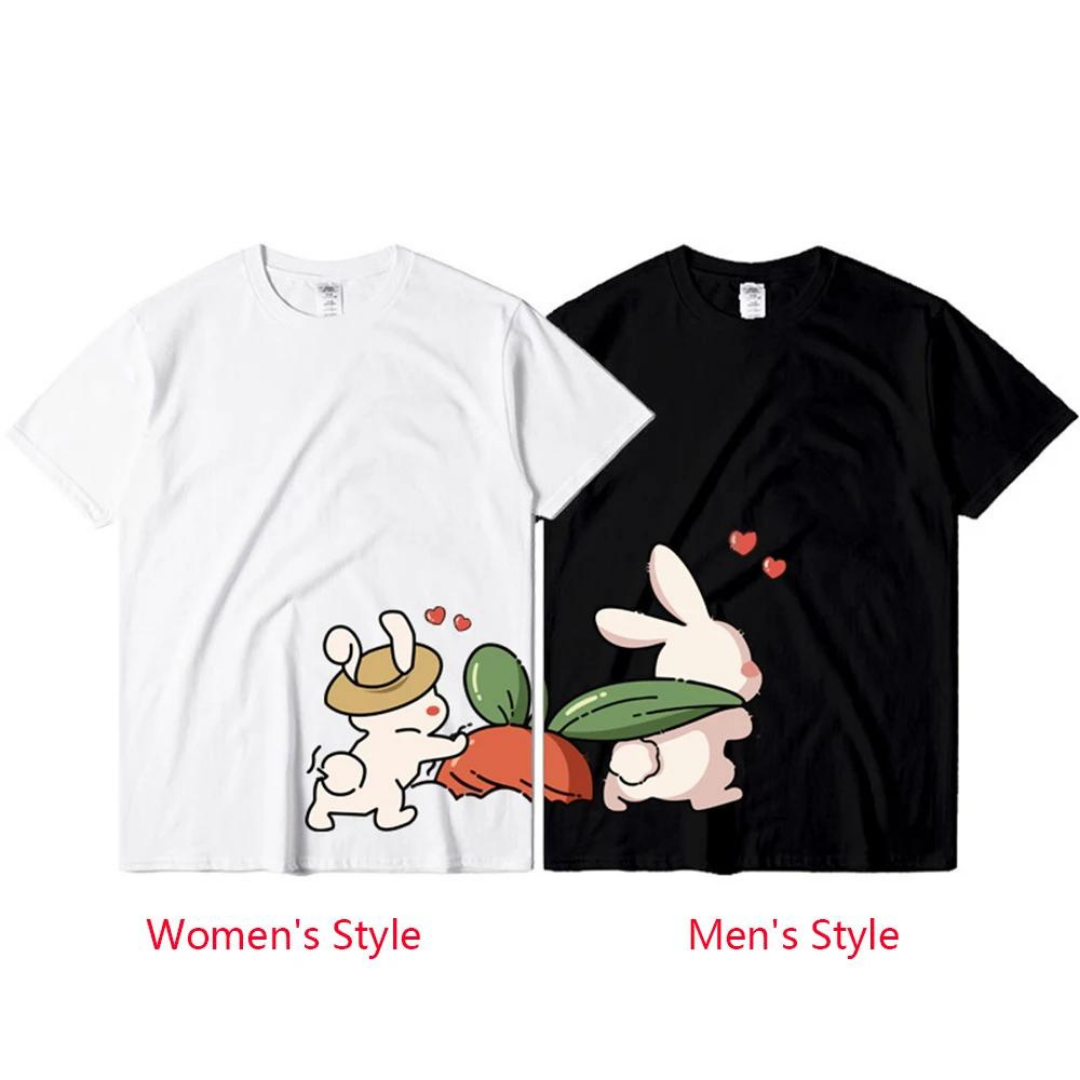 ESC BUTİK Çift Kombini Cute Rabbit Couple T-Shirt