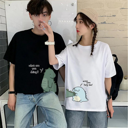 ESC BUTİK Çift Kombini Dinosaur Couple T-Shirt