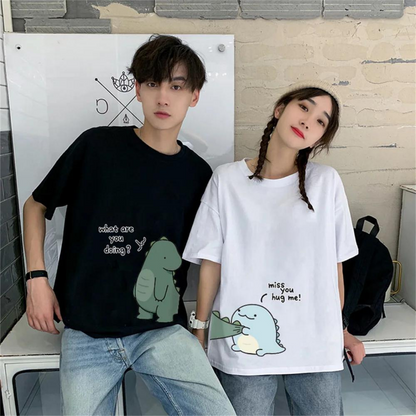 ESC BUTİK Çift Kombini Dinosaur Couple T-Shirt