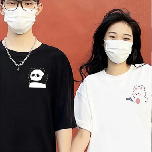 ESC BUTİK Çift Kombini Panda Couple T-Shirt