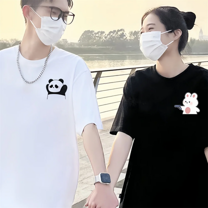 ESC BUTİK Çift Kombini Panda Couple T-Shirt