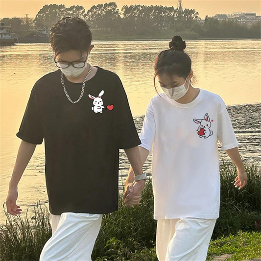 ESC BUTİK Çift Kombini Rabbit Couple T-Shirt