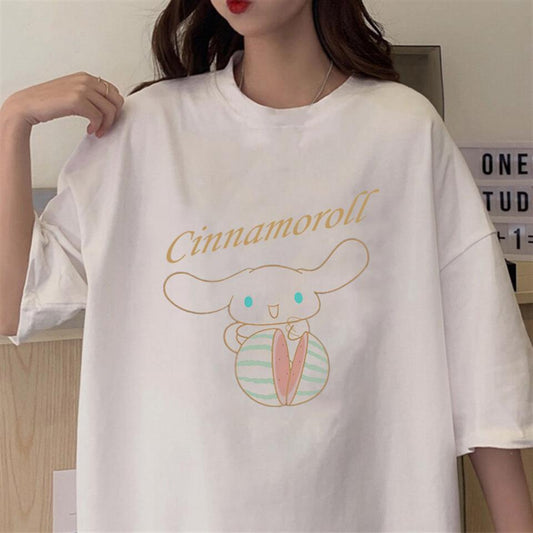 ESC BUTİK Cinnamoroll & Watermelon Beyaz Unisex Oversize T-shirt