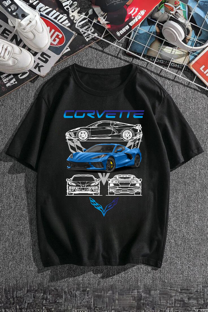 ESC BUTİK Corvette Retro Baskılı T-shirt