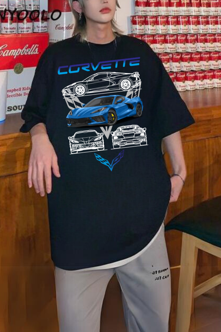 ESC BUTİK Corvette Retro Baskılı T-shirt