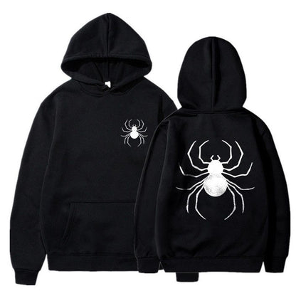 ESC BUTİK Dangerous Spider Ön-Arka Baskılı Siyah Unisex Oversize Kapüşonlu Sweatshirt