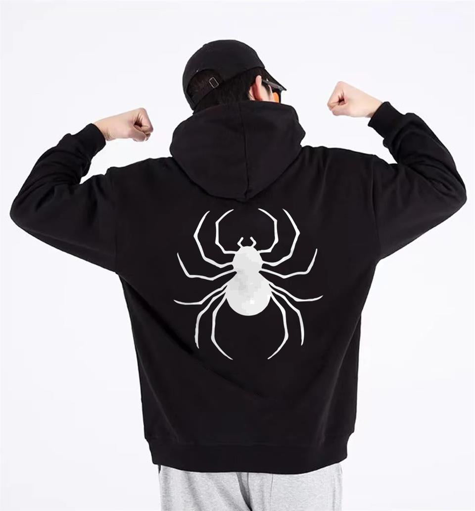 ESC BUTİK Dangerous Spider Ön-Arka Baskılı Siyah Unisex Oversize Kapüşonlu Sweatshirt