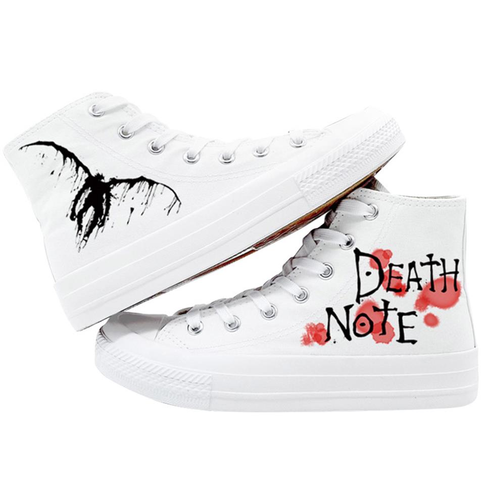 ESC BUTİK Death Note Baskılı Beyaz Unisex Kanvas Ayakkabı