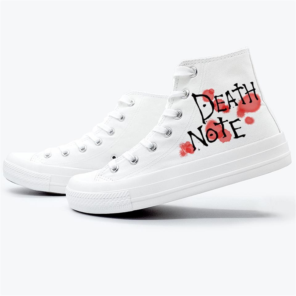 ESC BUTİK Death Note Baskılı Beyaz Unisex Kanvas Ayakkabı