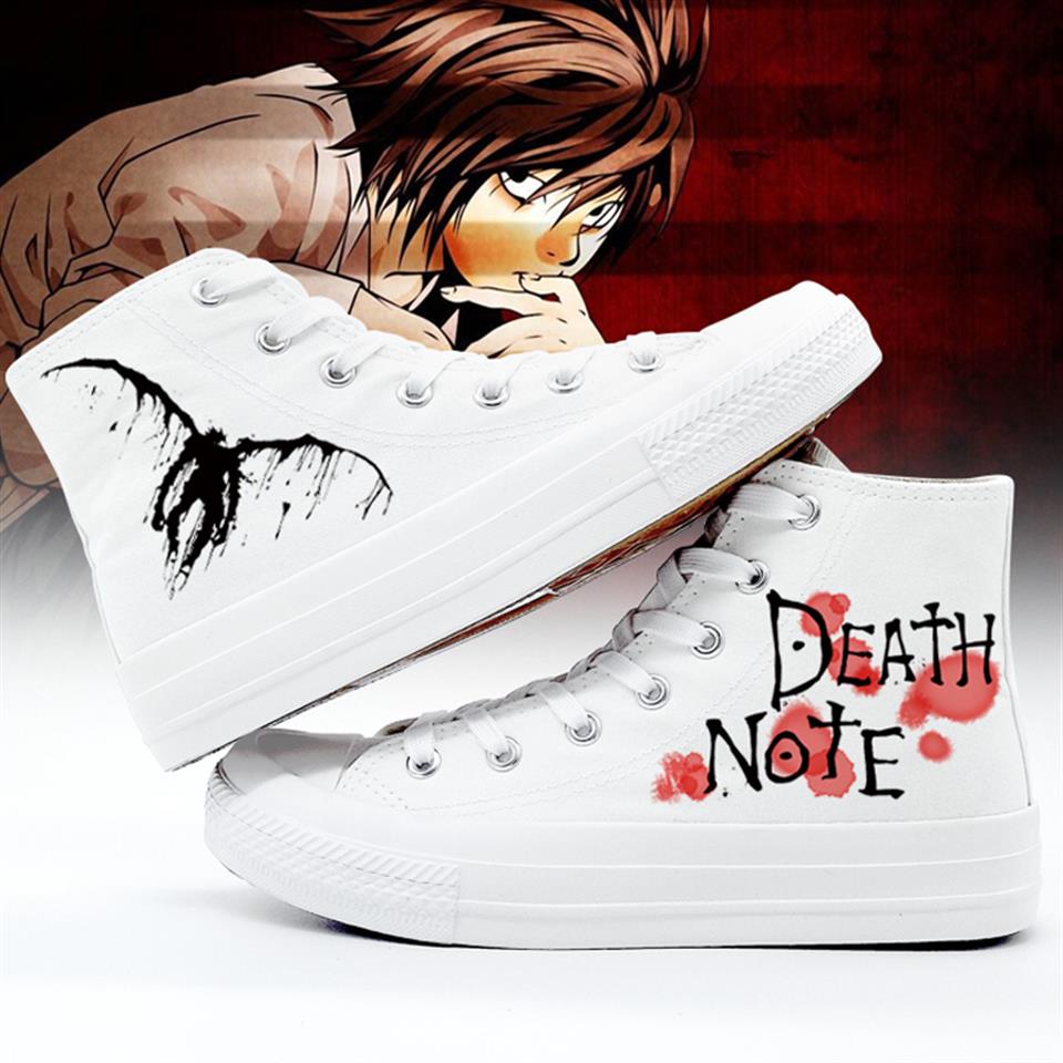 ESC BUTİK Death Note Baskılı Beyaz Unisex Kanvas Ayakkabı