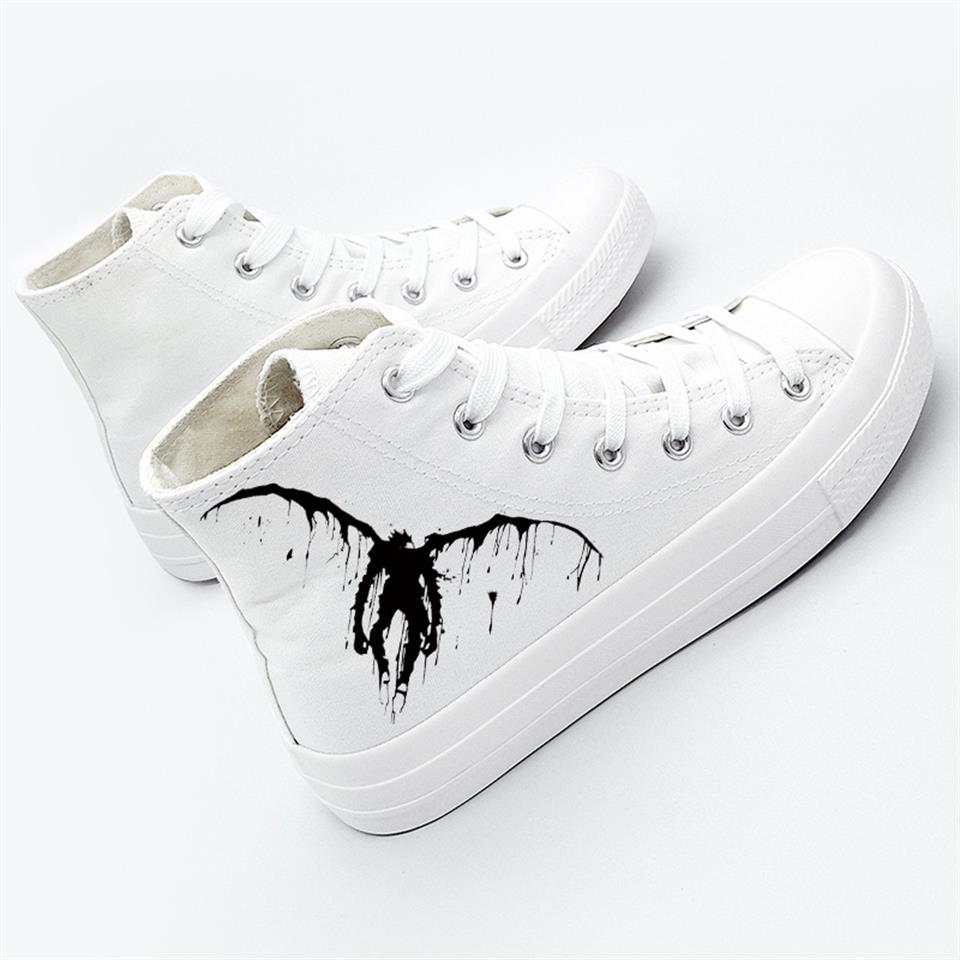 ESC BUTİK Death Note Baskılı Beyaz Unisex Kanvas Ayakkabı