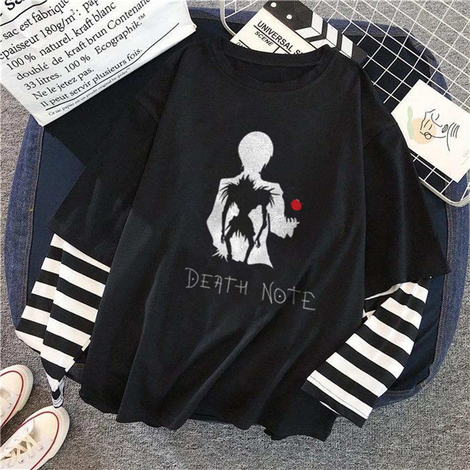 ESC BUTİK Death Note Baskılı Fake Sleeves Unisex Siyah T-shirt