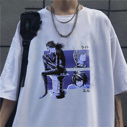 ESC BUTİK Death Note Kolaj Beyaz Unisex Oversize T-shirt