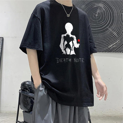 ESC BUTİK Death Note L Apple Baskılı Siyah Unisex Oversize T-shirt