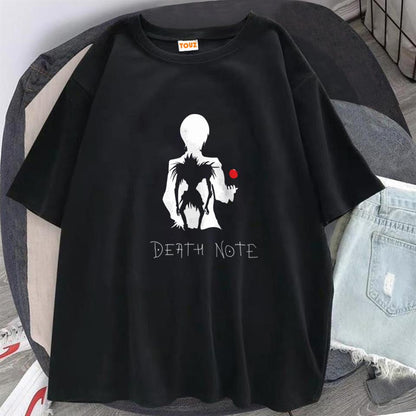 ESC BUTİK Death Note L Apple Baskılı Siyah Unisex Oversize T-shirt