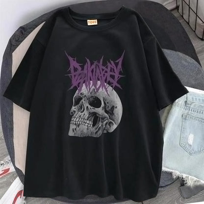 ESC BUTİK Deathless Skull Baskılı Siyah Unisex Oversize T-shirt