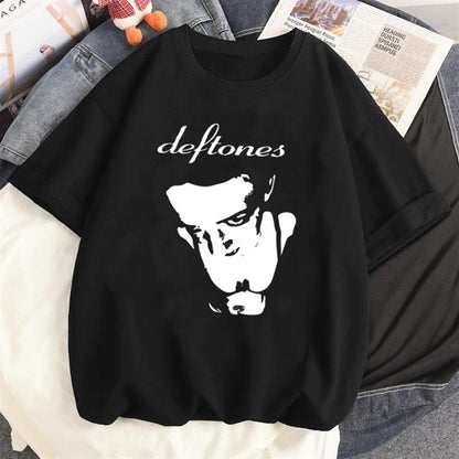 ESC BUTİK Deftones Baskılı Siyah Unisex Oversize T-shirt